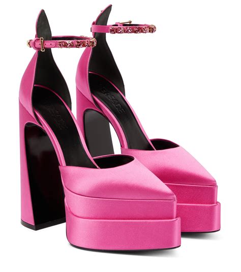 versace shoes pink and white|versace pink chunky heel.